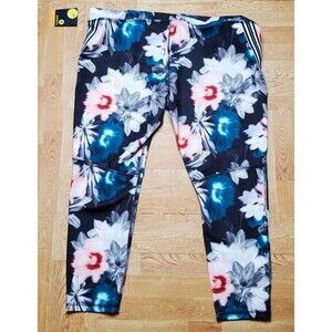 Xersion Womans Static Floral 7/8 Ankle High Rise Leggings Stripe Size XXL NEW